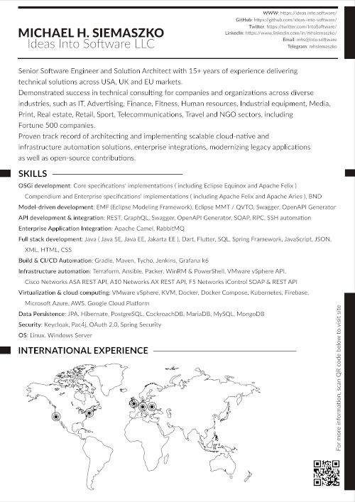 Download one-page overview of my skill-set and 15+ years experience